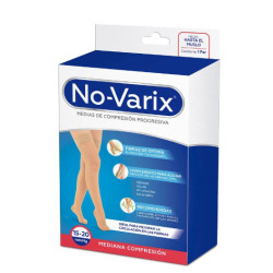 Media al muslo No-Varix® 15-20 mmHg transparente banda siliconada beige L (FarmaclaroColombia)
